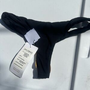 New with Tags! San Lorenzo Black Ruched Brief Thong Bottom- Size S